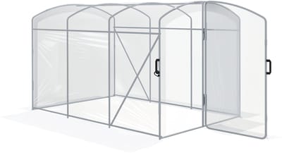 Killogood Tunnelkas, toegankelijk, transparante folie, gegalvaniseerd stalen frame, 3 x 2 x 2m