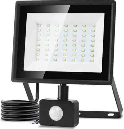 Aigostar 10LI2 - LED Schijnwerper 50W met sensor - IP65 Waterdicht - 6500K - Daglicht wit - Floodlight - Bouwlamp - Zwart