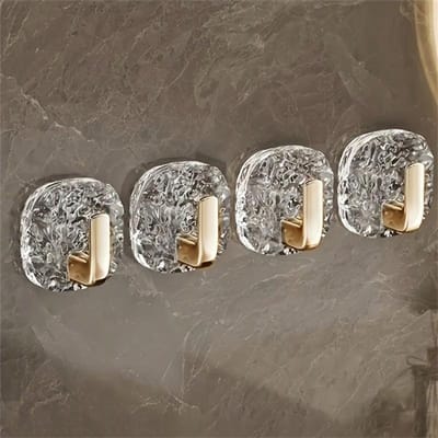 Crochets muraux design flocon de neige, Crochets porte-serviettes de salle de bain, Crochets organisateurs pour ustensiles de cuisine Gold 4pcs multicolore