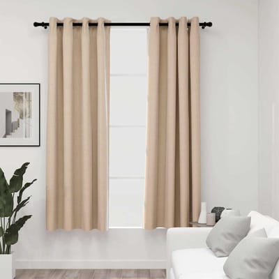 vidaXL - Gordijnen - linnen-look - verduisterend - ogen - 2 - st - 140x175 - cm - beige