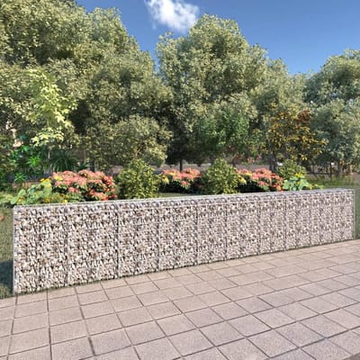 Schanskorfwand - Keerwand mand - Tuin decoreren - Verzinkt staal - 600x30x100 cm - Zilverkleurig