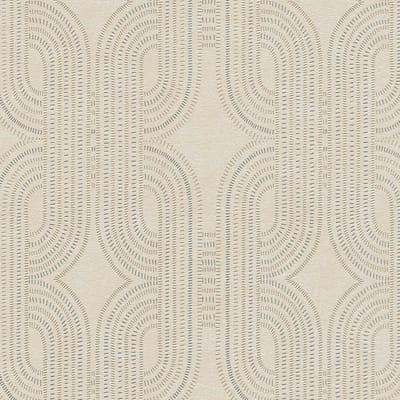 Retro behang Profhome 399371-GU vliesbehang licht gestructureerd met grafisch patroon en metalen accenten beige grijs 5,33 m2
