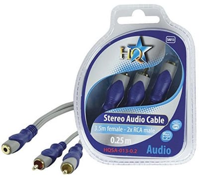 3,5 mm stereo naar 2x RCA kabel 0,2 m - geluidsverbinding voor audioapparatuur