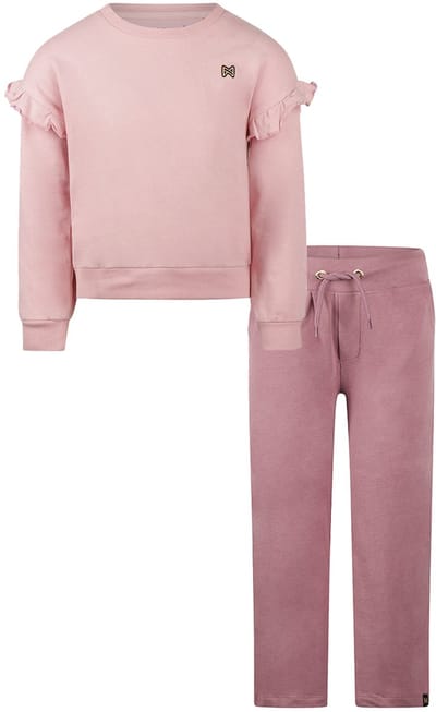 Koko Noko - Basic collection - Biologisch katoen - Kledingset - 2 delig - Joggingbroek Mauve - Sweater Dusty Pink - Maat 92