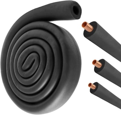 Zwarte Foam Pijpisolatie voor Verwarming en Loodgieterij, 1.8 m, Geschikt voor Koperen Buizen, 22 x 9 mm
