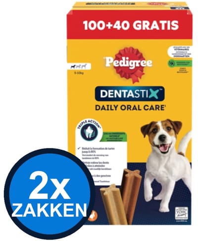 2x Pedigree - Dentastix S 100+40 - Hondenvoer Snacks - 2.2 kg