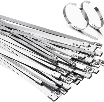 Allecto - Roestvrijstalen Kabelbinders - Kabelbundeling - UV-bestendig - Zilver - Tuinonderhoud - Duurzaam Staal - Geschikt voor Vaste Omheining en...