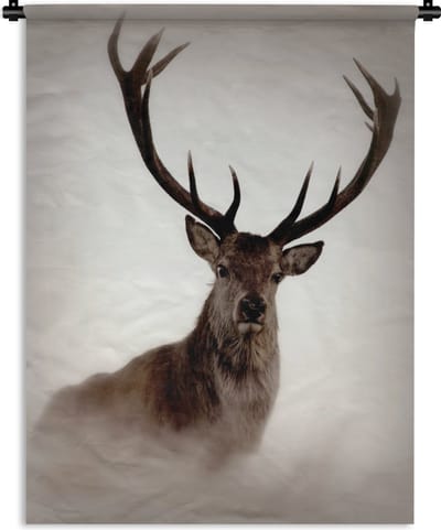 Wandkleed - Wanddoek - Portret - Hert - Gewei - 90x120 cm - Wandtapijt