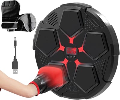 Boks Trainer - Muziek Boksen - Thuis Fitness - Instelbare Snelheden - 32x5x31.5 cm - Zwart