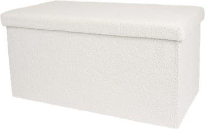 Teddy - Opbergpoef - Vouwbaar - Wit - 76 cm breed - 38cm hoog - bankje - organizer