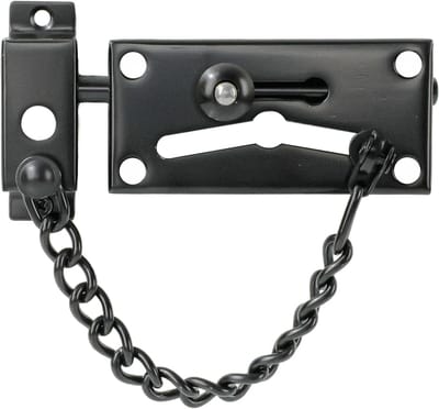 Veilige Deurslot Ketting van RVS met Veer, Antidiefstal Druksluiting voor Binnen- en Buitendeuren, Zwart en Curved Ontwerp