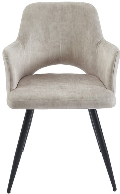 Vente-unique Set van 2 stoelen met armleuningen van stof en zwart metaal - Beige - KADIJA