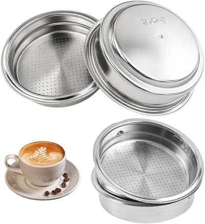 Dubbellaagse koffiefilterset van 51 mm voor optimale koffie-extractie, roestvrij staal en filterhouder