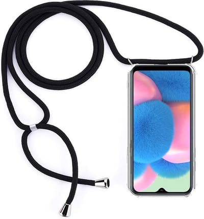 LuxeBass Hoesje geschikt voor Samsung Galaxy A22 5G met koord - draagriem - nek - kettinghoesje - Antishock - Transparant