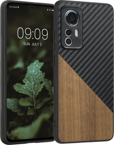 kwmobile hoesje geschikt voor Xiaomi 12 / 12X - Backcover in donkerbruin / zwart / zwart -Smartphonehoesje - design