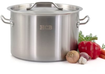 HCB® - Professionele Kookpan - 14 liter - Inductie - Gas - Electrisch - Grote RVS / INOX pan - Soeppan - Horeca pannen - Kookpot - Ø30 cm x H20 cm - 3.0 kg - 8673