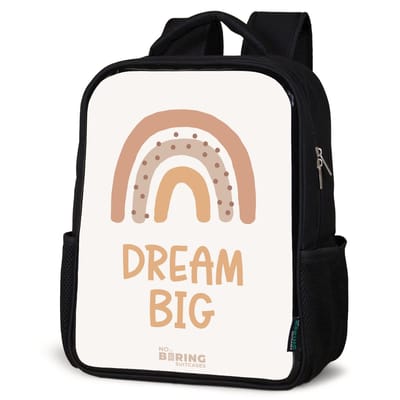 NoBoringSuitcases.com® - Rugzak zwart - Schooltas jongen & meisje - Regenboog met de quote 'Dream Big' - Rugtas voor school - Boekentas kind - Schoolrugzak - Kinderrugzak