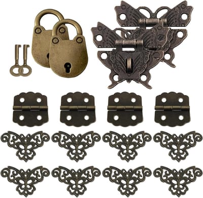 Vintage Hangslot Set met Sleutels voor DIY Projecten, Houten Dozen, Sieraden, Cadeaus en Meer - Inclusief Schroeven