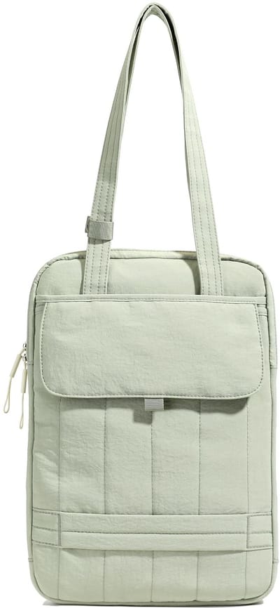 Groene gewatteerde laptoptas 15,6 inch met handvat en schouderriem | Verticale stiksels en bagageriem | Geschikt voor 14 inch laptops, ideaal voor werk en reizen