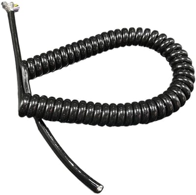 Veerspiraal Kabel - Opgerold Snoer - Industrieel Gebruik - Zuiver Koper - 7 Meter Uitrekbaar - Zwart
