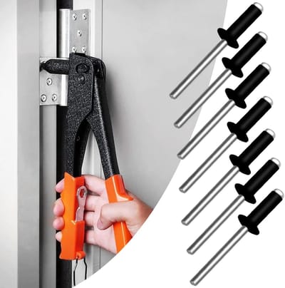 Aluminium Blindnieten Set van 100 Stuks, 4 mm x 6 mm, Grote Hoofd, Zwart, Ideaal voor Klussen en Bevestigingen