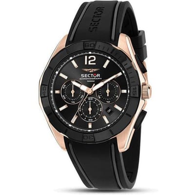 Sector 790 Chronograaf Siliconen Band Zwarte Wijzerplaat Quartz R3271636001 100M Herenhorloge