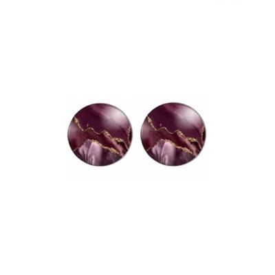 Oorbellen-Burberie-Zilver-14 mm-Bordeaux - Charme Bijoux
