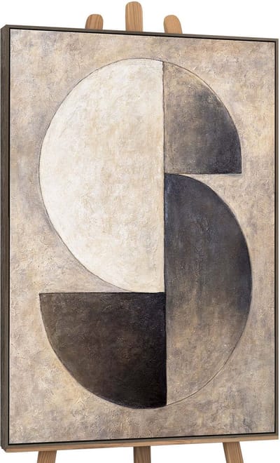 YS Schilderij - Handgeschilderd canvas schilderij - Wanddecoratie moderne Kunst - Beige en grijs - Reli?f - Muurdecoratie woonkamer - Slaapkamer decoratie - Kamer accessoires - schilderijen op canvasmetlijst Grey 120x80