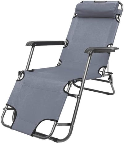 Inklapbare campingstoel met ligfunctie, 153 x 60 cm, comfortabele zonneligstoel voor buiten