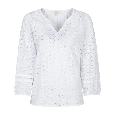 Mountain Warehouse Dames Broderie Lichte 3/4 Mouwen Casual Shirt (Wit)