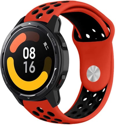 Strap-it Siliconen sport bandje - geschikt voor Xiaomi Watch S1 (Active/Pro) / Watch 2 Pro / Watch S3 / Mi Watch / Amazfit Balance / Amazfit Bip 5 - rood/zwart