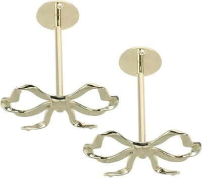 Gordijnhouders Strik - Decoratieve Haken - Gordijnen Stijlvol Houden - Montage Zonder Boren - 12 cm Breed - Goud