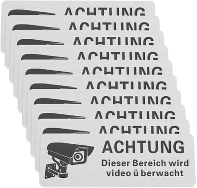 10 Stuks Aluminium Video Surveillance Teken 8.5x3cm
