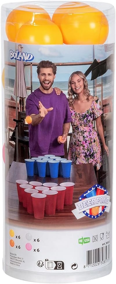 Bierpong Ballen - Feest Accessoires - Gezelschapsspellen - 24 Ballen Set - 10x10x23cm - Kleurrijk