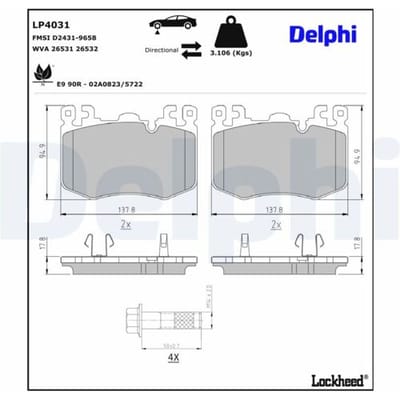 Remblokkenset, schijfrem DELPHI LP4031