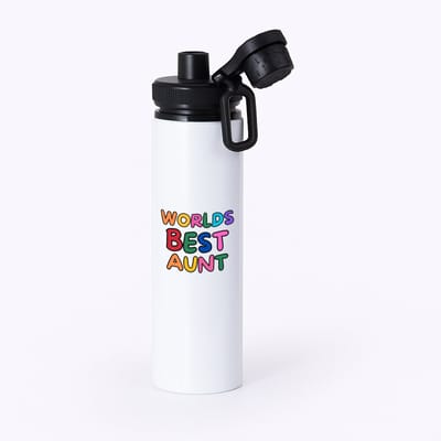 Hacebo® - World's best aunt waterfles met draaidop zwart - Tante - beste tante - verjaardagscadeau - cadeau voor tante - gift - kado - water fles - 850ML