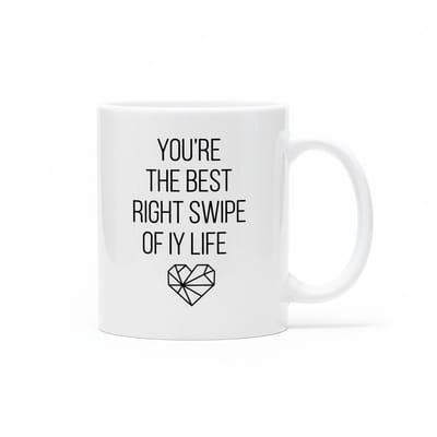 Romantische Koffiemok 330ml – “You’re the Best Right Swipe of My Life” – Lief Cadeau voor Koppels & Jubilea