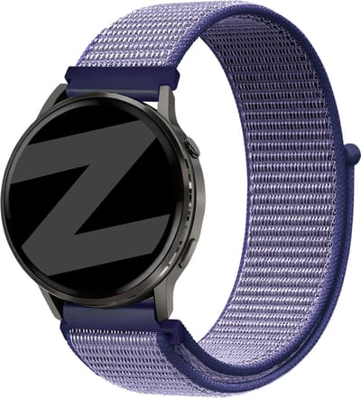 Bandz Nylon loop bandje geschikt voor Garmin Vivoactive 4 / Garmin Venu 4 - 45mm / Garmin Venu 3 / Garmin Venu 2 / Garmin Forerunner 570 - 47mm / Garmin Forerunner 265 / Garmin Forerunner 255 - Blauw
