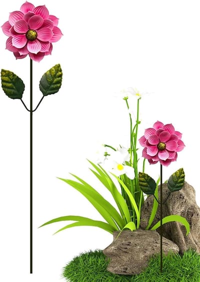 Decoratieve tuinsteker, realistisch, roestvrij, waterdicht, metalen tuinsteker met bloementhema, voor terras, tuinpaden, achtertuin, boerderij, tuinfeesten en de lentetijd