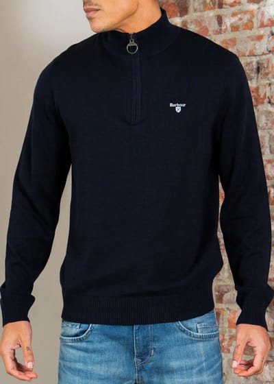 Barbour Barbour lingwood compact cotton half zip sweater - navy
