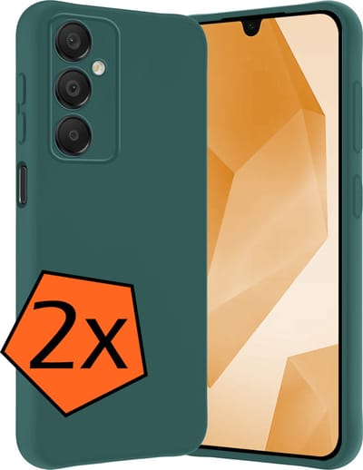 Hoes - 2 Stuks - Geschikt voor Samsung Galaxy A16 - Sterk & Shockproof - Case Siliconen - Back Cover - Telefoon Hoes - Donkergroen