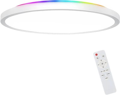 longziming LED Plafondlamp 29cm – RGB Badkamerlamp met Afstandsbediening – Voor Woonkamer, Keuken & Slaapkamer – 7 kleurveranderingen – Moderne Plafonnière