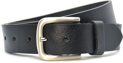 4cm jeans riem van zwart leder - heren riem / dames riem - 100% leer - zwart - Maat 85 - Totale lengte riem 100 cm