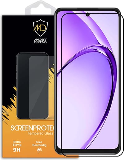 MobyDefend Screenprotector - Geschikt voor Oppo A40 - Screensaver Met Zwarte Randen - Gehard Glas
