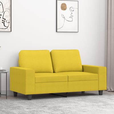 vidaXL - Tweezitsbank - 120 - cm - stof - lichtgeel