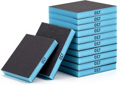 Flexibele schuursponzen voor nat en droog schuren, 120 stuks, ideaal voor hout, metaal en kunststof, 12 x 10 x 1,3 cm