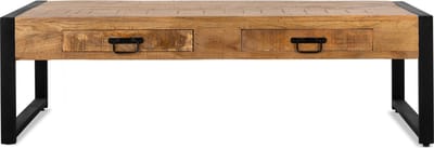 Salontafel Britt mangohout met 2 Lades 140x70 cm - Naturel