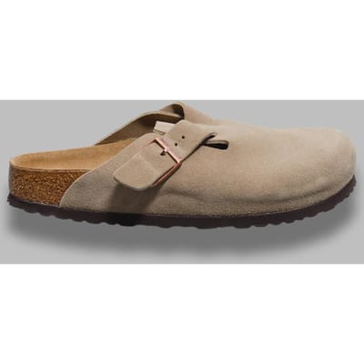 Birkenstock Boston suède taupe smal voetbed unisex instapper