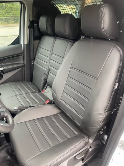 Pasvorm stoelhoezen Ford Transit Connect 2014-2018 (geschikt voor stoel en duobank) - Kunstleer zwart