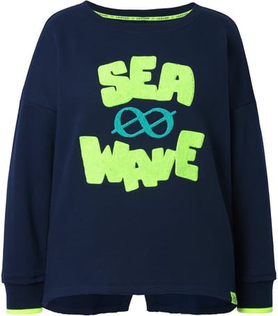 Laurasøn - Dames - Sweatshirt lange mouwen ronde hals - Marine - Maat 44+